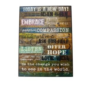 Marla Rae Today Is A New Day Wall Decor Positive Affirmation Wood Sign 16X12 New